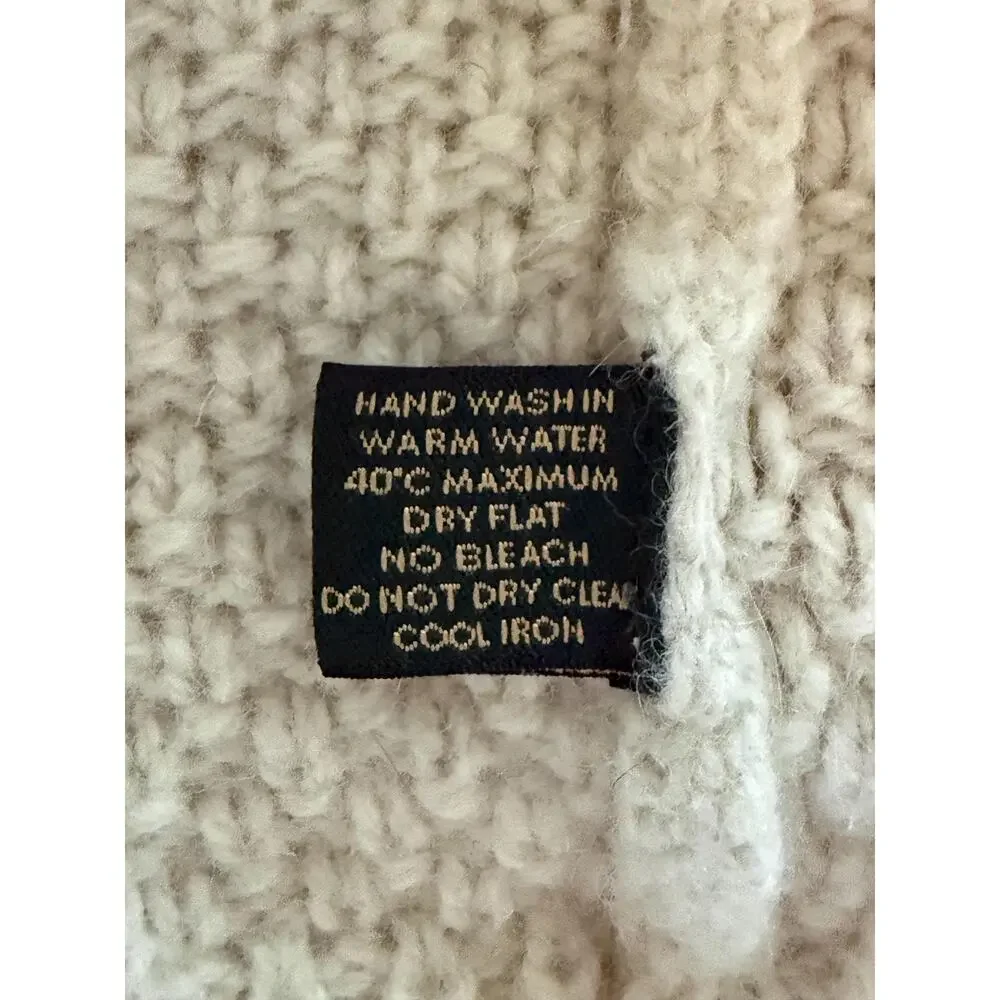 Blarney Woollen Mills Aran Sweater Cream Cable Knit Fisherman Wool Pullover S